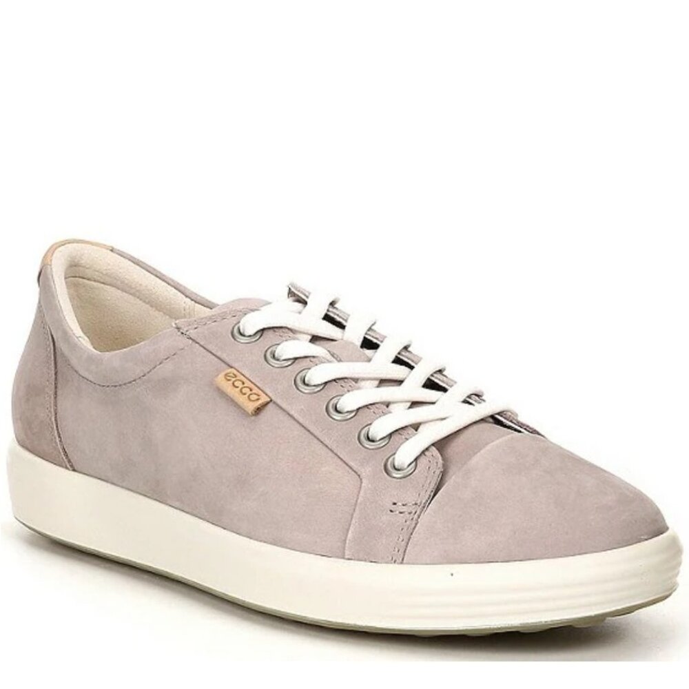 Ecco Women's Soft Suede Taupe VII Leather Lace Up Sneakers 10